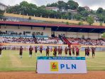 Tim Sepak Bola Papua di PON XX meluangkan kegembiraannya saat meraih kemenangan perdana melawan Jawa Barat dengan skor 5 -1 di Stadion Mandala Jayapura.(Foto. Berti)